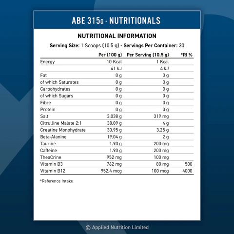 پمپ ABE اپلاید کافئین دار 30 سروینگ Applied Nutrition ABE 8 مکمل پمپ ای بی ای اپلاید نوتریشن