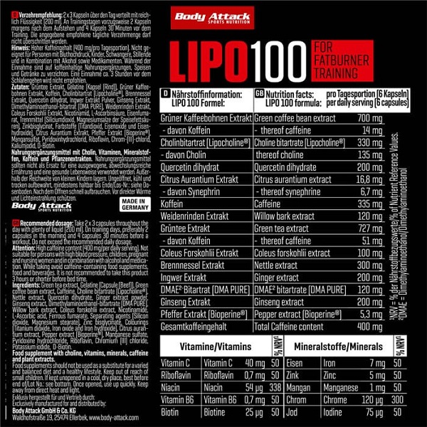 چربی سوزی لیپو 100 بادی اتک BODY ATTACK LIPO 100 5 چربی سوزی لیپو 100 بادی اتک BODY ATTACK LIPO 100