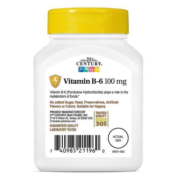 ویتامین ب 6 سنتری 21ST CENTURY VITAMIN B6 7 ویتامین ب 6 سنتری 21ST CENTURY VITAMIN B6
