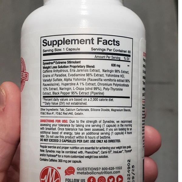 چربی سوز سیندرکس متابولیک Metabolic Nutrition Synedrex 7 چربی سوز سیندرکس متابولیک Metabolic Nutrition Synedrex