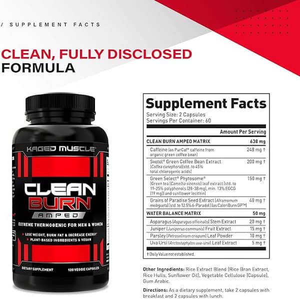 چربی سوز کلین برن کیجد Kaged Clean Burn Amped 2 چربی سوز کلین برن کیجد Kaged Clean Burn Amped