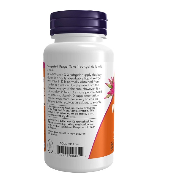 ویتامین دی ناو 180 عددی Now Vitamin D3 1000 IU 5 ویتامین دی ناو 180 عددی Now Vitamin D3 1000 IU
