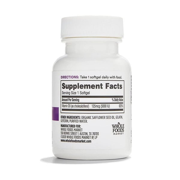 ویتامین دی ول فود Whole Foods Vitamin D3 5000 IU 2 ویتامین دی ول فود Whole Foods Vitamin D3 5000 IU