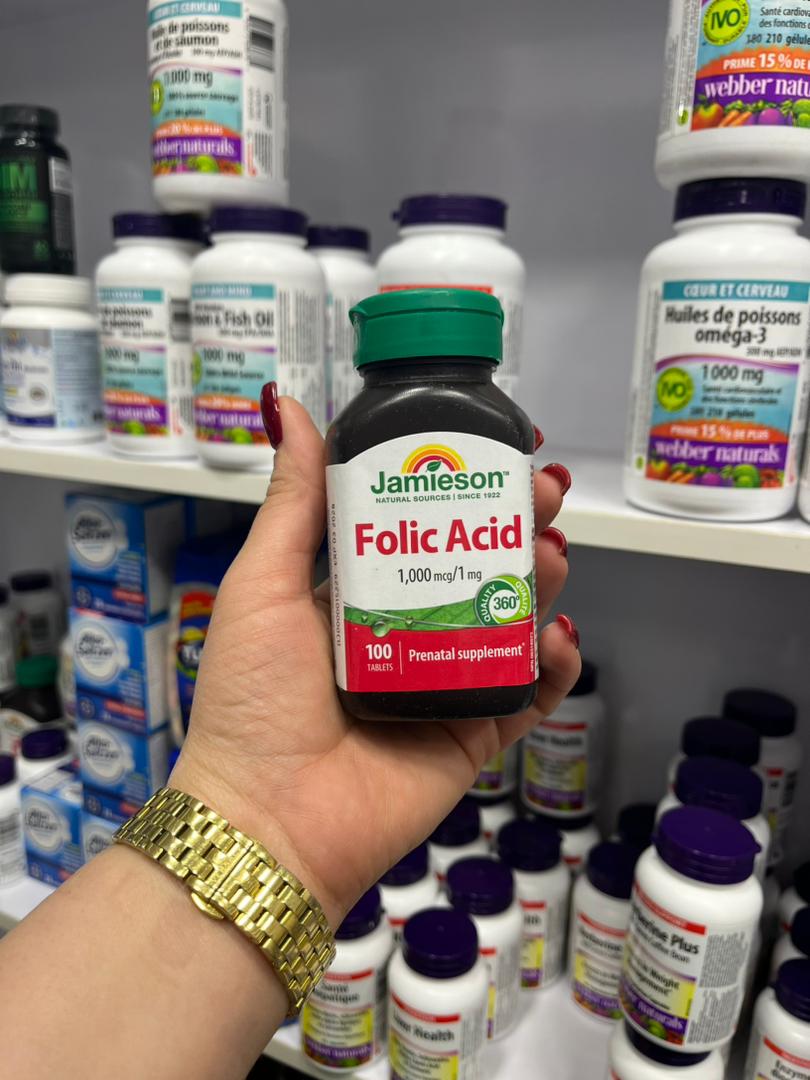 فولیک اسید جمیسون 100 عدد Jamieson Folic Acid 1mg 2 فولیک اسید جمیسون 100 عدد Jamieson Folic Acid 1mg