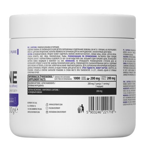 پودر کافئین استرویت 200 گرم OstroVit Caffeine 2 پودر کافئین استرویت 200 گرم OstroVit Caffeine