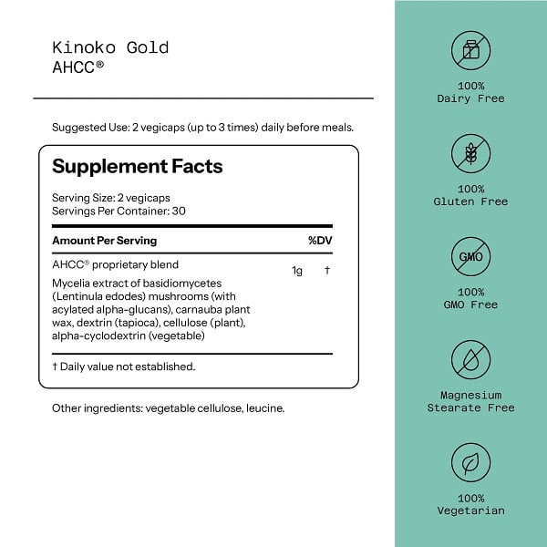 کپسول کینوکو گلد AHCC آمریکایی اصل Kinoko Gold AHCC 6 کپسول کینوکو گلد AHCC آمریکایی