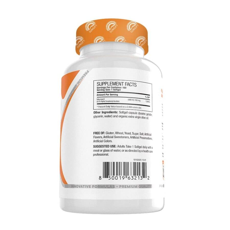 ویتامین ای سان گیفت 100 عدد SUNGIFT Vitamin E 400IU 2 ویتامین ای سان گیفت 100 عدد SUNGIFT Vitamin E 400IU