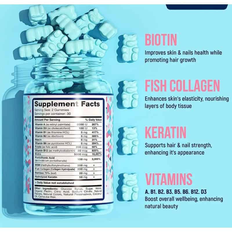 پاستیل بیوتین کلاژن کراتین Biotin Collagen Keratin 4 پاستیل بیوتین کلاژن کراتین Biotin Collagen Keratin