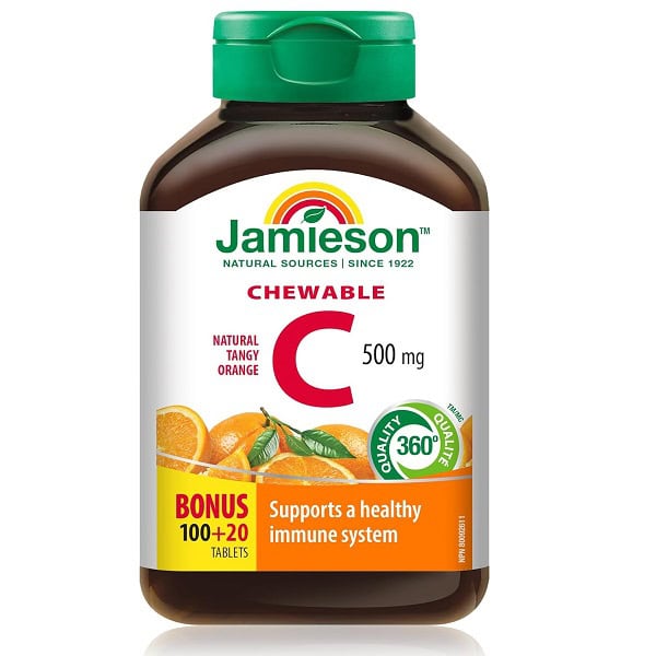 ویتامین سی جمیسون 500 میل 120 عددی Jamieson Vitamin C 1 ویتامین سی جمیسون 500 میل 120 عدد طعم پرتقال Jamieson Vitamin C