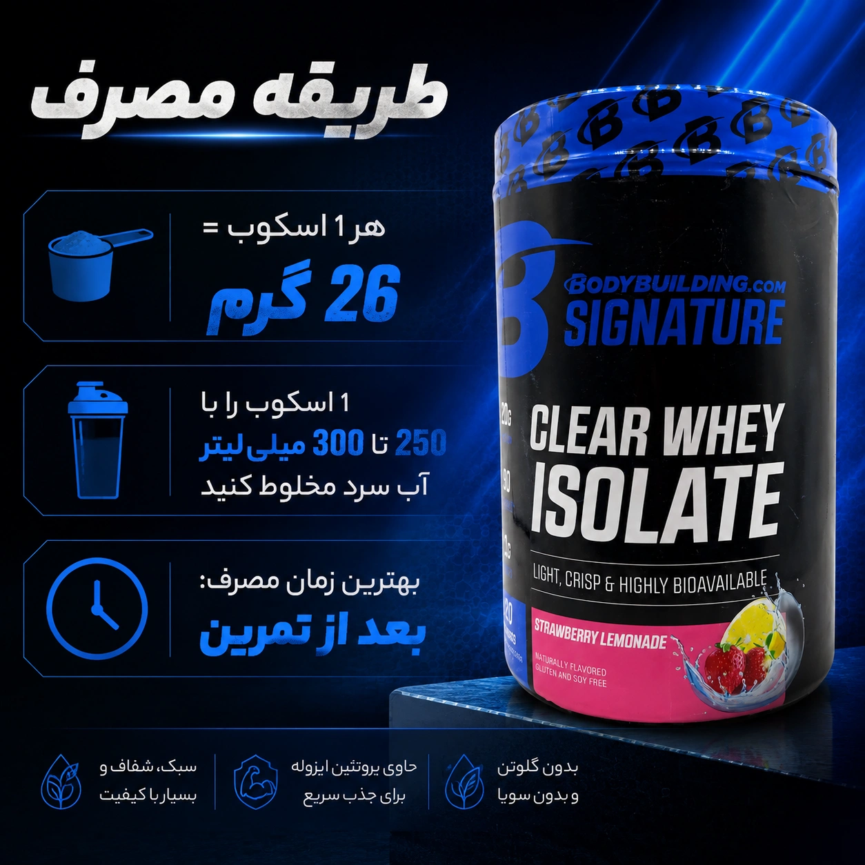 کلیر وی ایزوله بادی بیلدینگ Bodybuilding Clear Whey Isolate