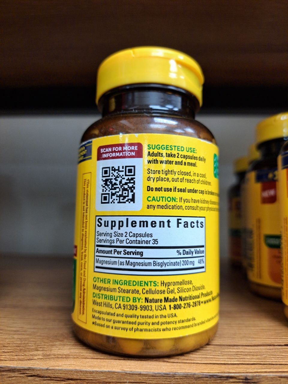 منیزیم گلیسینات 200 میلی گرم نیچرمید High Absorption Magnesium Glycinate Capsules 200 mg Nature Made 3 منیزیم گلیسینات 200 میلی گرم نیچرمید High Absorption Magnesium Glycinate Capsules 200 mg Nature Made