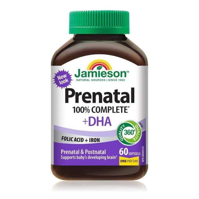 مولتی ویتامین پریناتال با DHA جمیسون 60 عددی Jamieson 100% Complete Prenatal Multivitamin with DHA 1 مولتی ویتامین پریناتال با DHA جمیسون 60 عددی