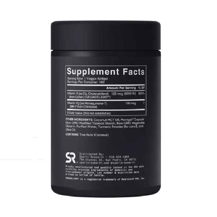 ویتامین د3 و کا2 اسپورتس ریسرچ 160 عددی Sports Research Vitamin D3 + K2 2 ویتامین د3 و کا2 اسپورتس ریسرچ 160 عددی