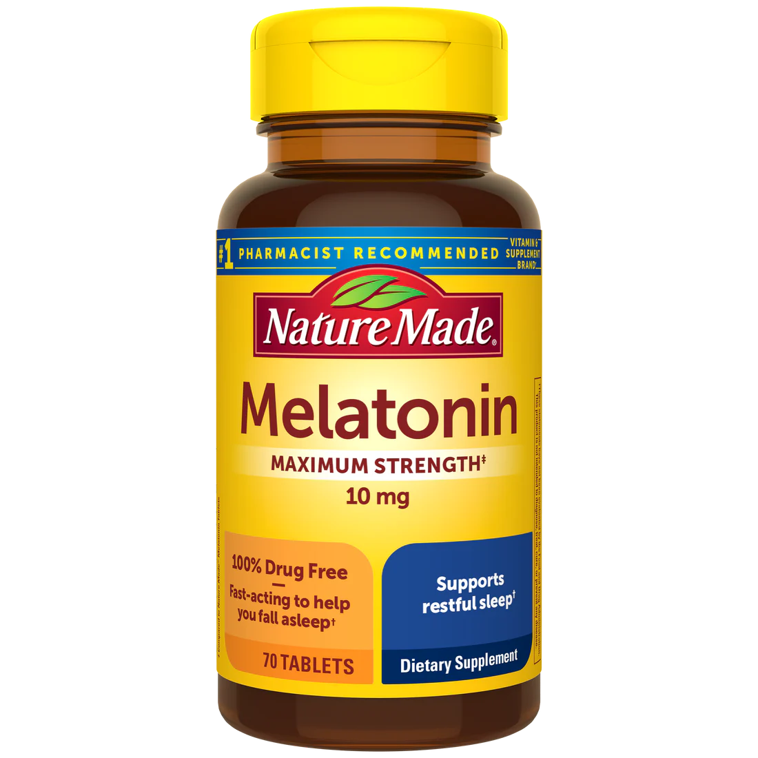 قرص ملاتونین نیچرمید 10 میلی گرم 70 عدد Nature Made Melatonin 1 ملاتونین نیچرمید 10 میلی گرم 70 عدد برای درمان کم خوابی