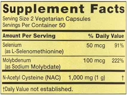 ان استیل ال سیستئین اسپرینگ والی Spring Valley NAC 1000mg 7 ان استیل ال سیستئین NAC اسپرینگ والی