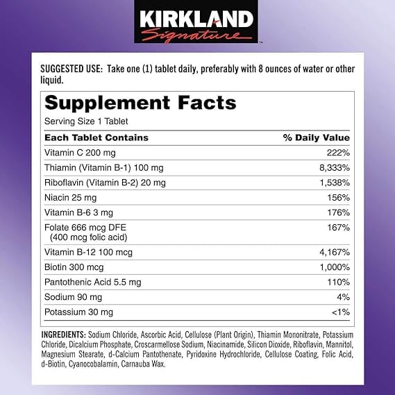 سوپر ب کمپلکس با الکترولیت کرکلند 500 عددی Kirkland Signature Super B-Complex with Electrolyte 2 سوپر ب کمپلکس با الکترولیت کرکلند