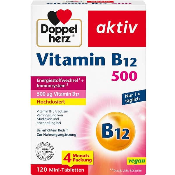 ویتامین ب 12 دُوپلهرْتس Doppelherz Vitamin B12 500 1 ویتامین ب 12 دُوپلهرْتس Doppelherz Vitamin B12 500
