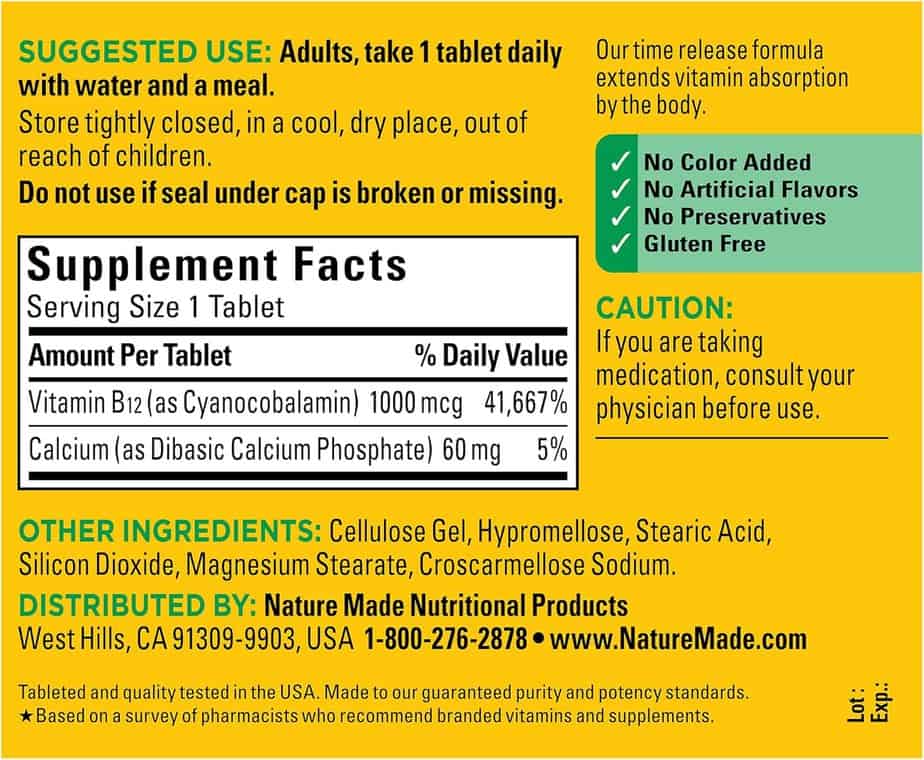 قرص ویتامین B12 نیچرمید Nature Made Vitamin B12 1000mcg 9 قرص ویتامین ب12 نیچرمید 160 عددی