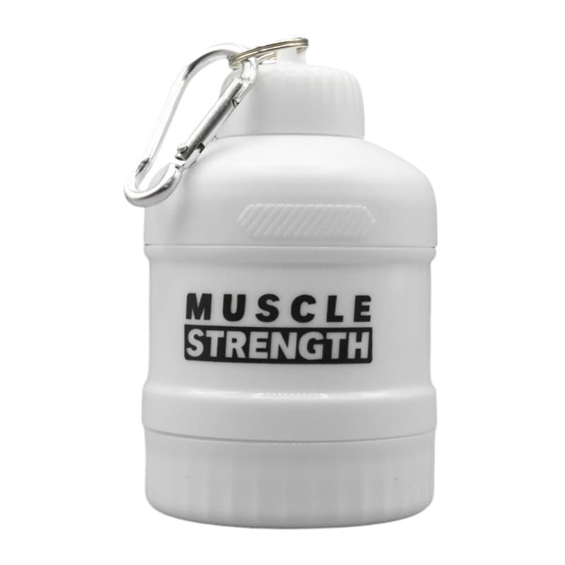 قیف پروتئین 2 تیکه MUSCLE STRENGTH آبی، سفید و مشکی رنگ 3 قیف پروتئین 2 تیکه MUSCLE STRENGTH آبی، سفید و مشکی رنگ