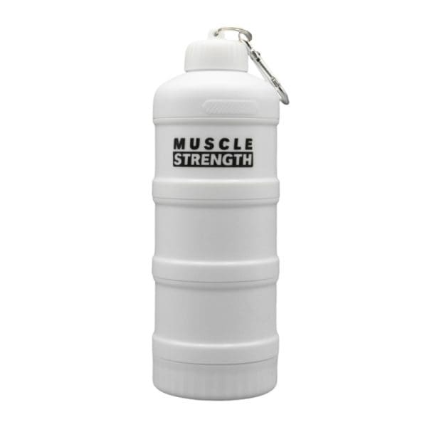 قیف پروتئین 4 تیکه MUSCLE STRENGTH مشکی، آبی و سفید رنگ 1 قیف پروتئین 4 تیکه MUSCLE STRENGTH مشکی، آبی و سفید رنگ