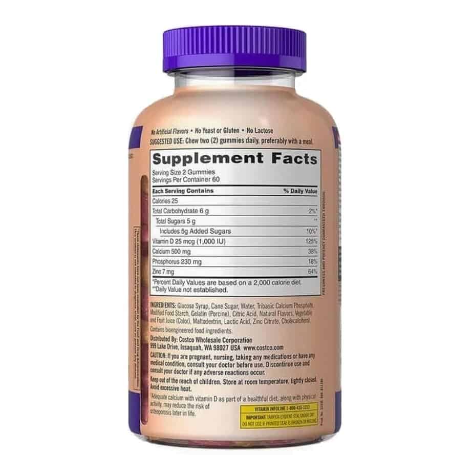 پاستیل کلسیم و د3 کرکلند 120 عددی Kirkland Signature Adult Gummies Calcium with D3, 500 mg 2 پاستیل کلسیم و د3 کرکلند 120 عددی