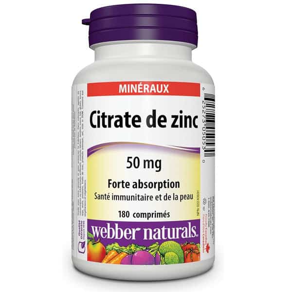 زینک سیترات وبر نچرالز 180 عدد Webber Naturals Zinc Citrate 50mg 2 زینک سیترات وبر نچرالز 180 عدد Webber Naturals Zinc Citrate 50mg
