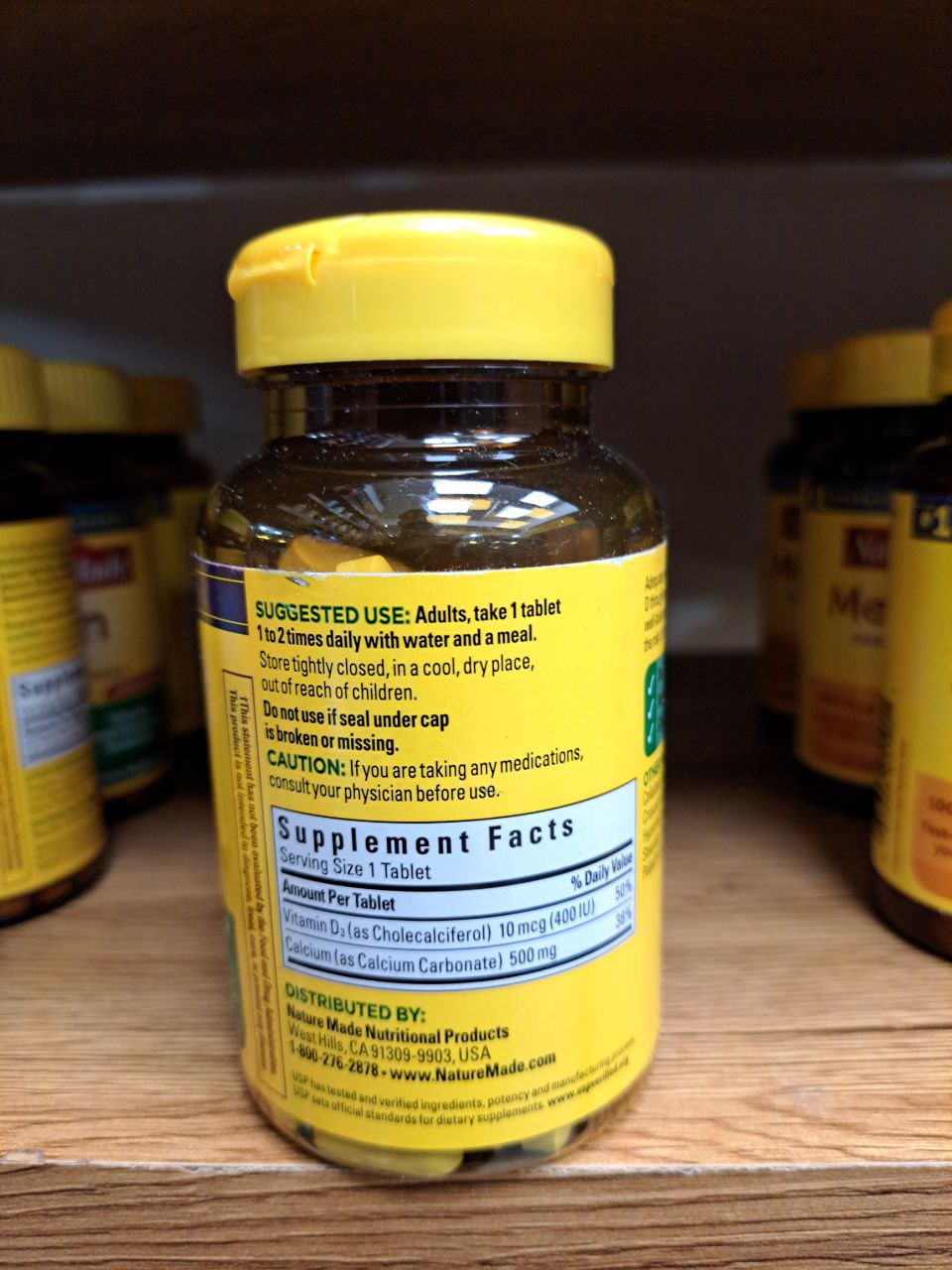 قرص کلسیم نیچرمید Nature Made Calcium 500mg با ویتامین D3 3 قرص کلسیم نیچرمید Nature Made Calcium 500mg با ویتامین D3