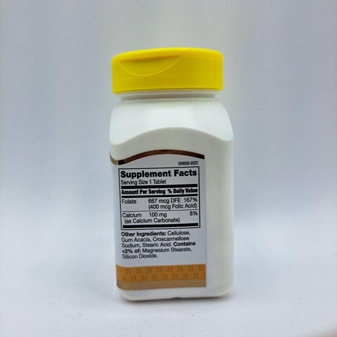 قرص اسید فولیک سنتری 21st Century Folic Acid 400mcg 3 قرص اسید فولیک سنتری 21st Century Folic Acid 400mcg