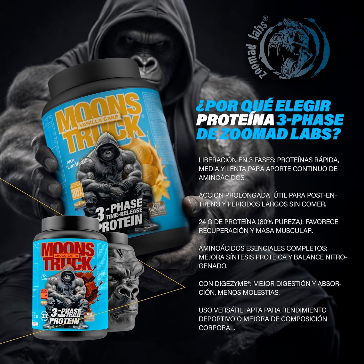 پروتئین گوریل سه فازه مونز تراک زوماد لبز MOONS TRUCK 3-PHASE PROTEIN 6 پروتئین گوریل سه فازه مونز تراک زوماد لبز MOONS TRUCK 3-PHASE PROTEIN